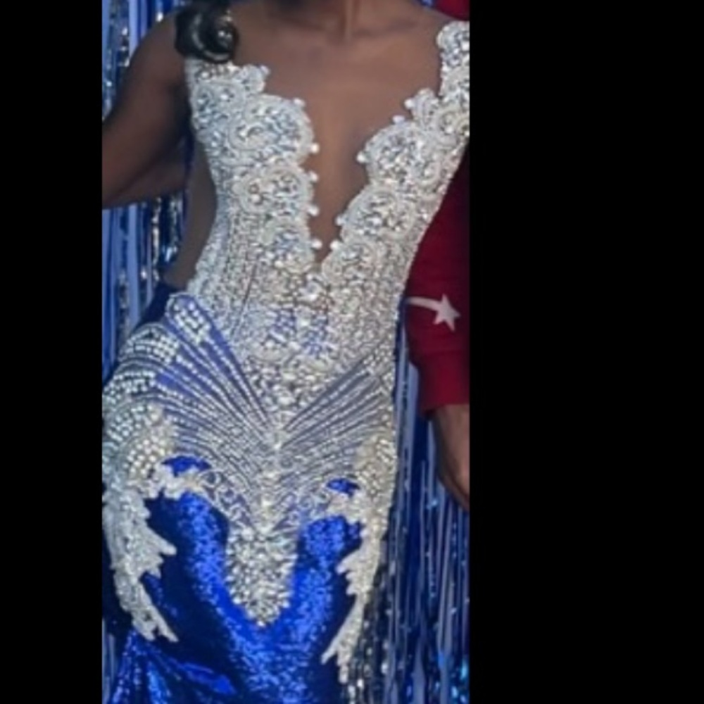 Elegant Blue and Silver Gown